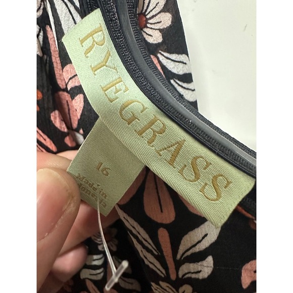 Rye Grass Boho One Shoulder Lined Maxi Dress Daisy Floral Size 16 Tiered NWOT - Picture 4 of 4